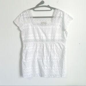 Paola Poggi Lace Crochet Square Neck Blouse